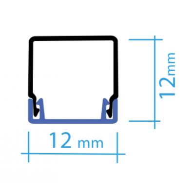 Canaleta PVC autoadhesiva  12*12mm en barra de 2m